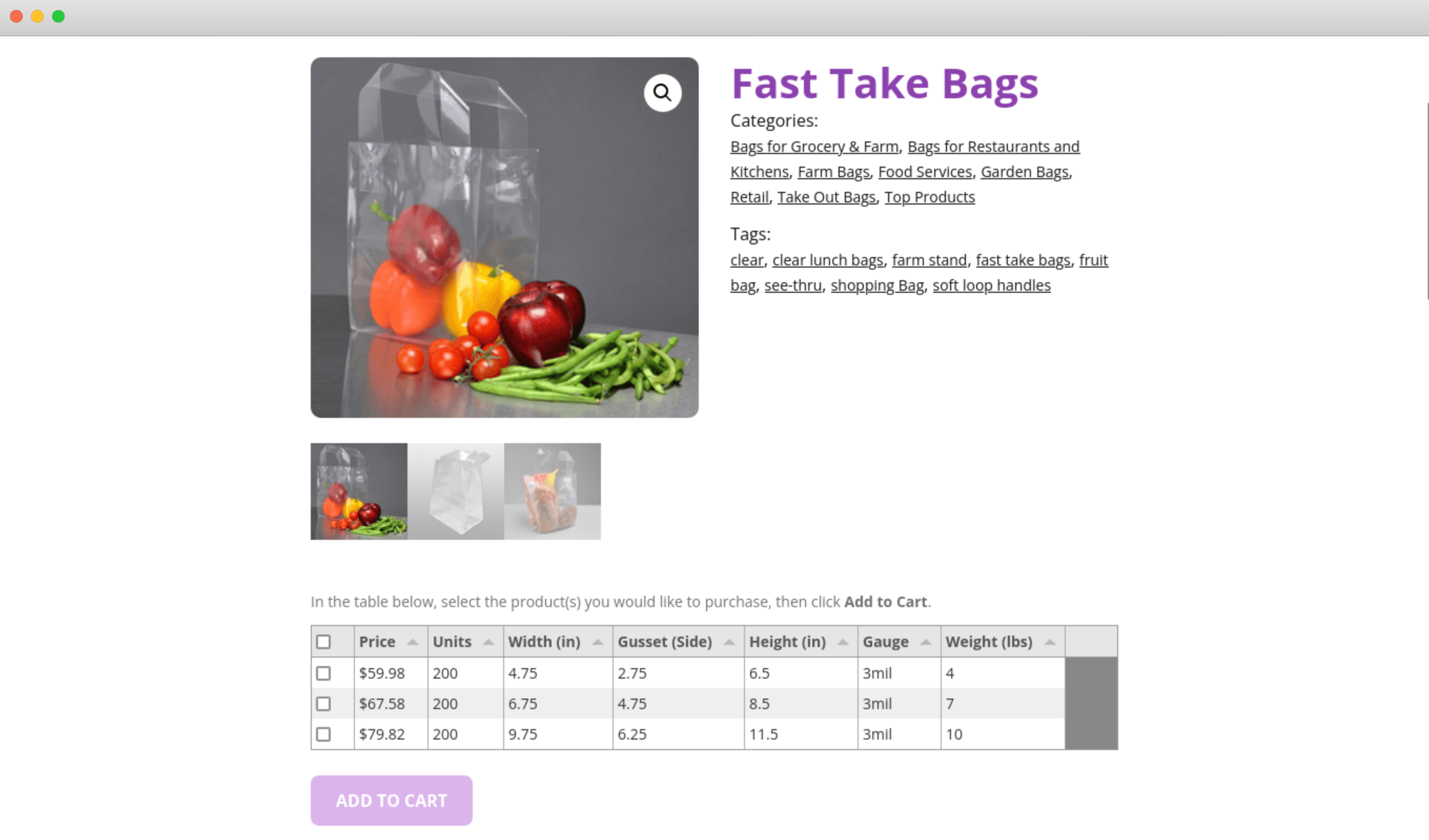 A screenshot of a product on bagmart.com